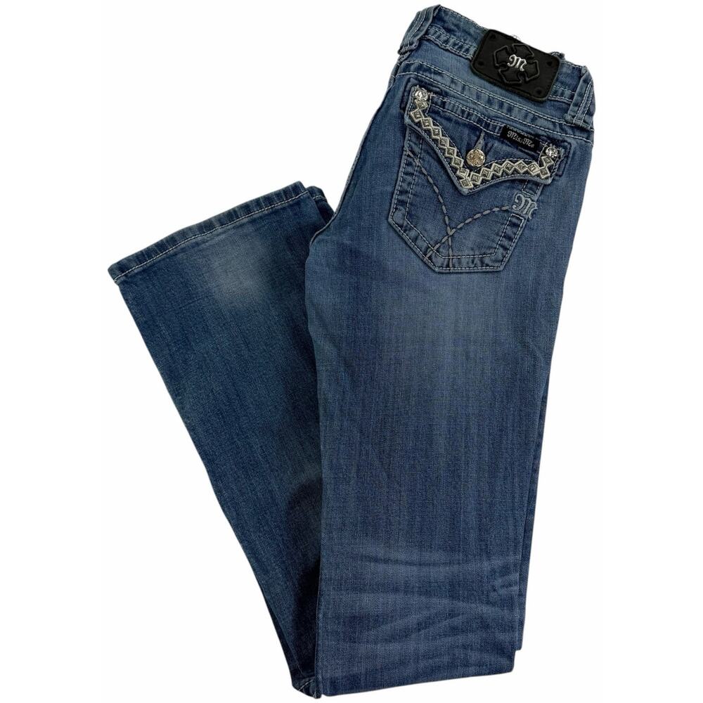 Miss Me Bootcut Jeans Women's Size 28 Denim Embellished Flap Pockets JW6192B